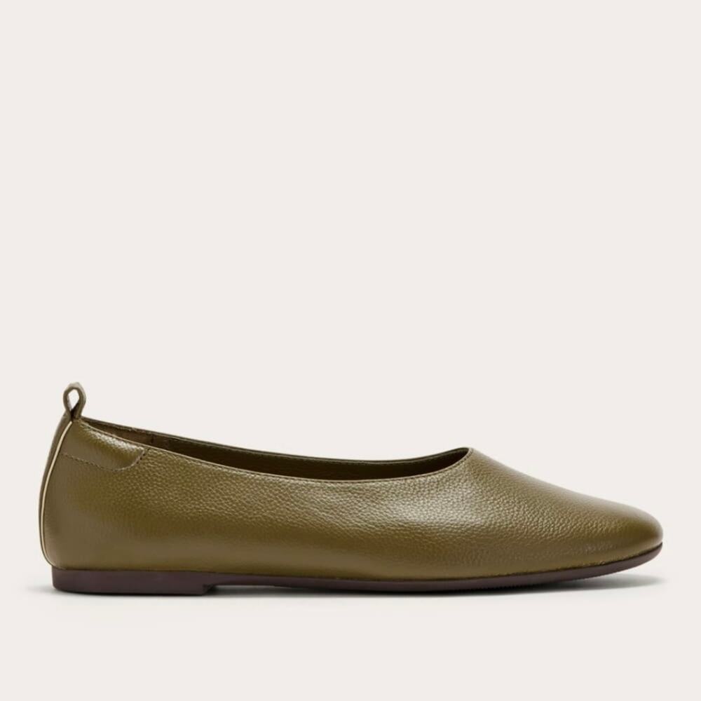Everlane The Day Glove Birch Green Leather Ballet Flats 11 NEW Quiet Luxury